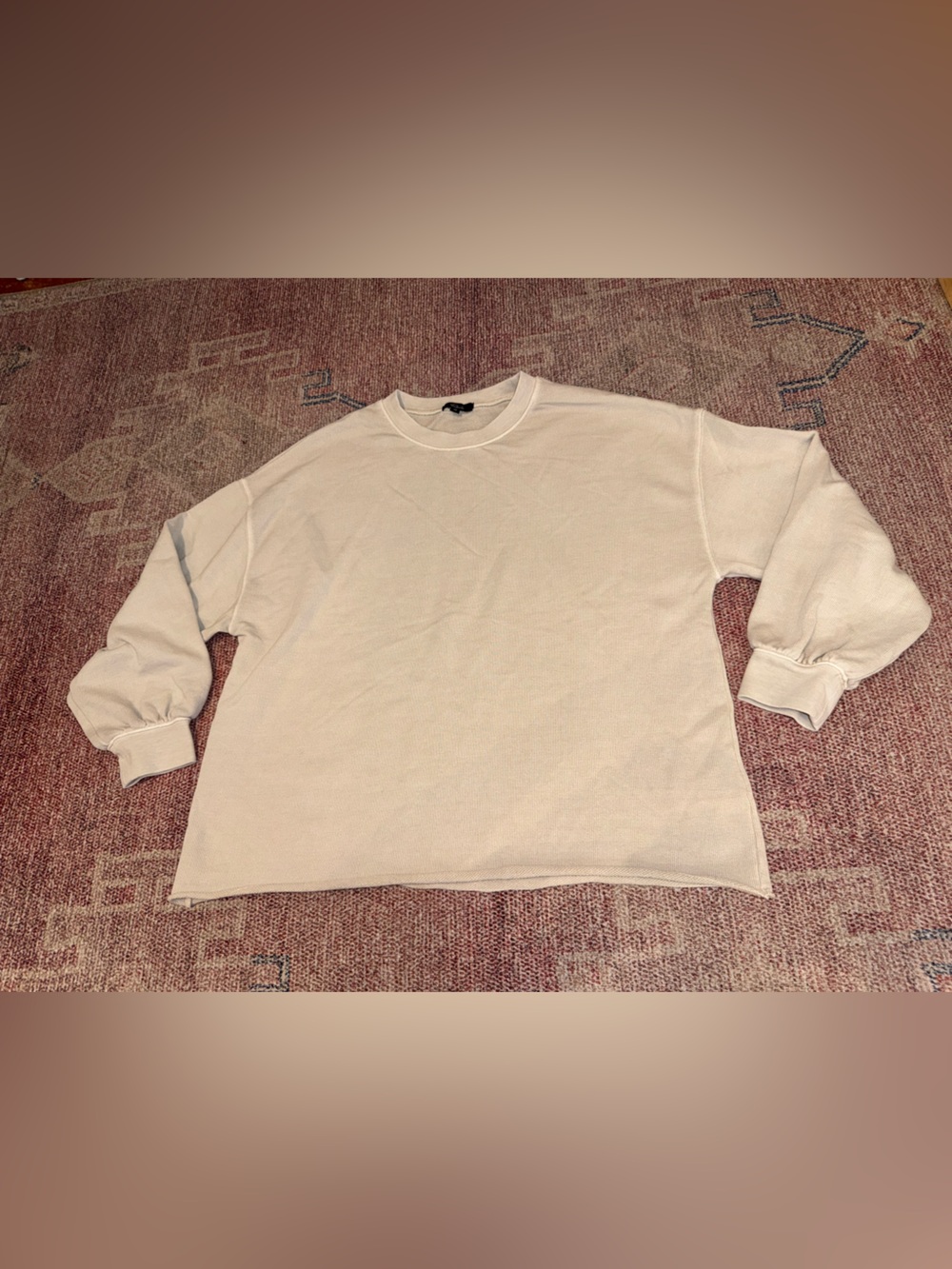 Rails Reeves cotton terry raw hem crew neck soft sweatshirt in pumice XS